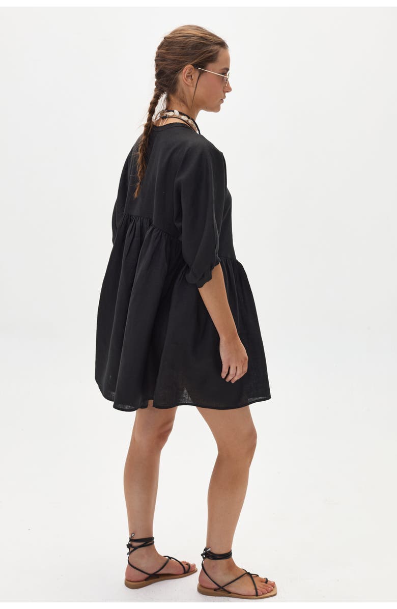 LANHTROPY Alcala Linen Dress, Alternate, color, Black