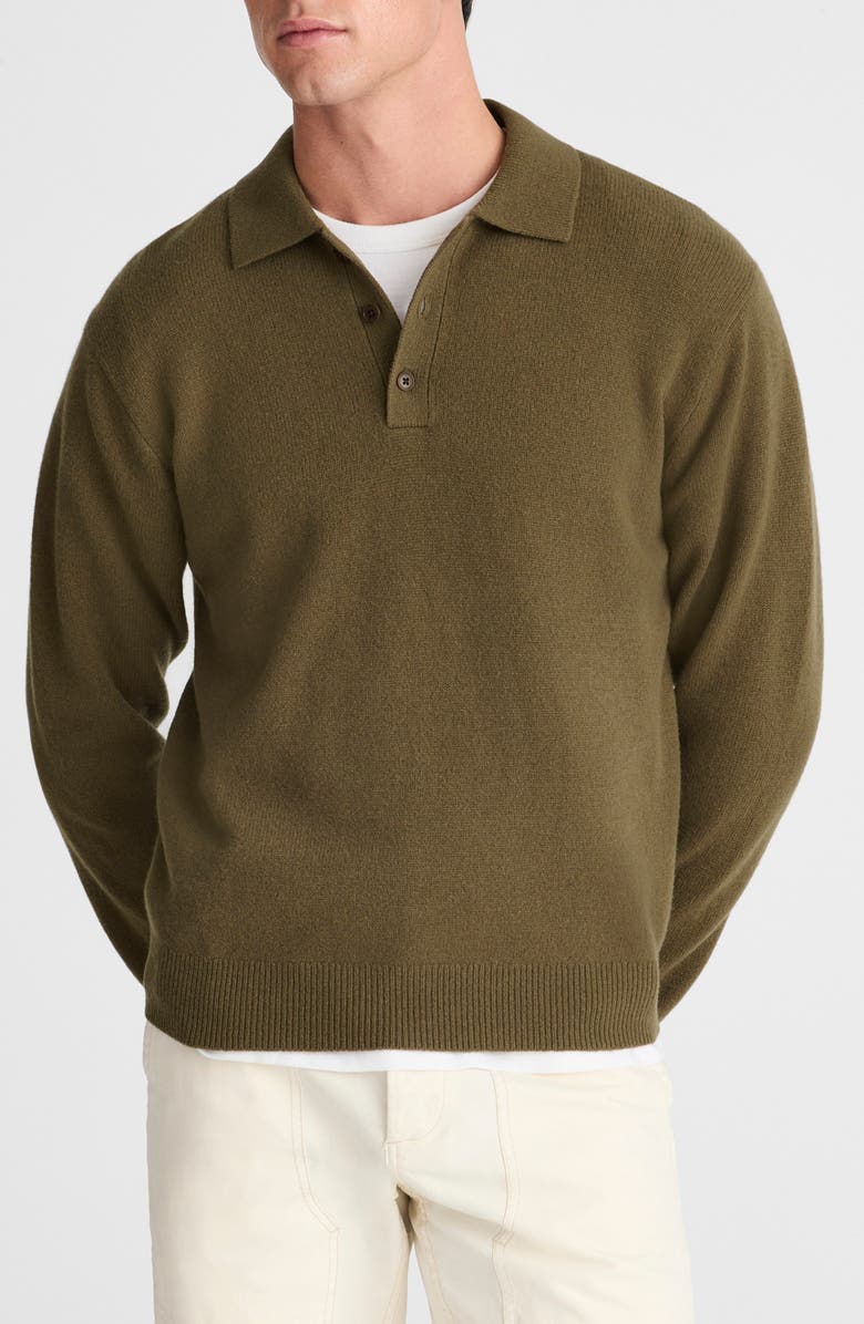 Madewell Merino Wool Polo Sweater, Main, color, Bay Leaf