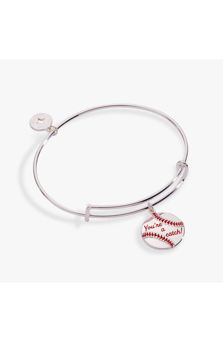 Alex and Ani "You're A Catch" Baseball Charm Bangle, Alternate, color,