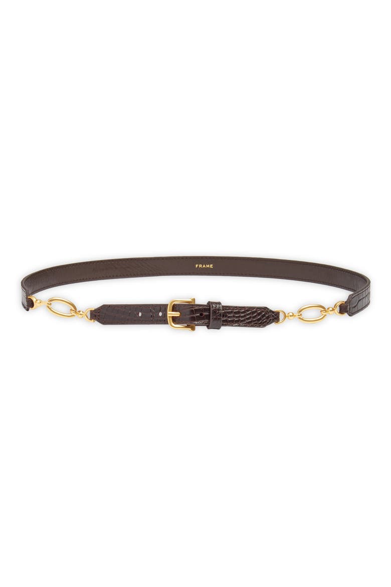 Croc Embossed Leather Belt, Main, color, ESPRESSO CROC