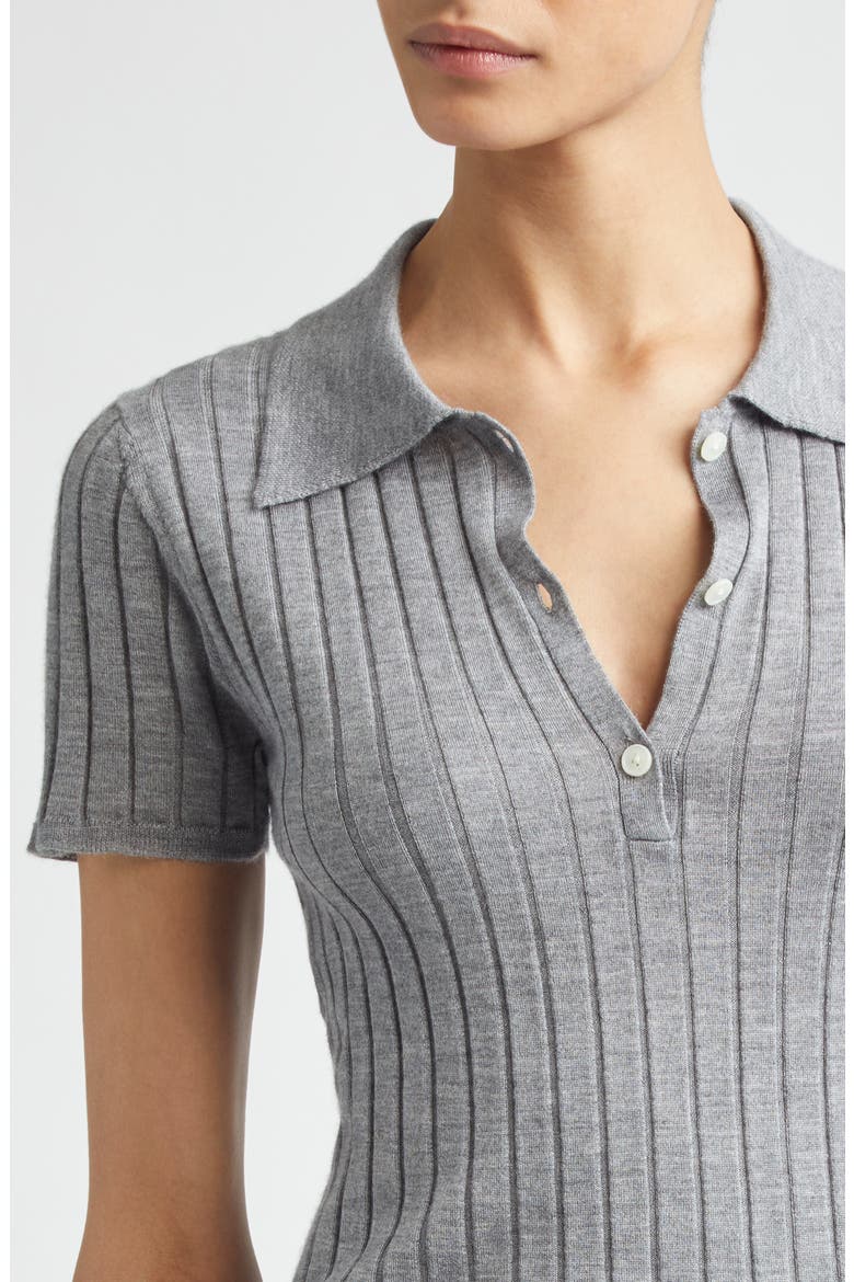Cashmere & Silk Rib Polo, Alternate, color, GREY MELANGE