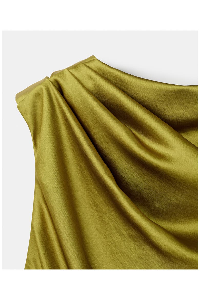 Ilum Cowl Neck Sleeveless Satin Dress, Alternate, color, LIME