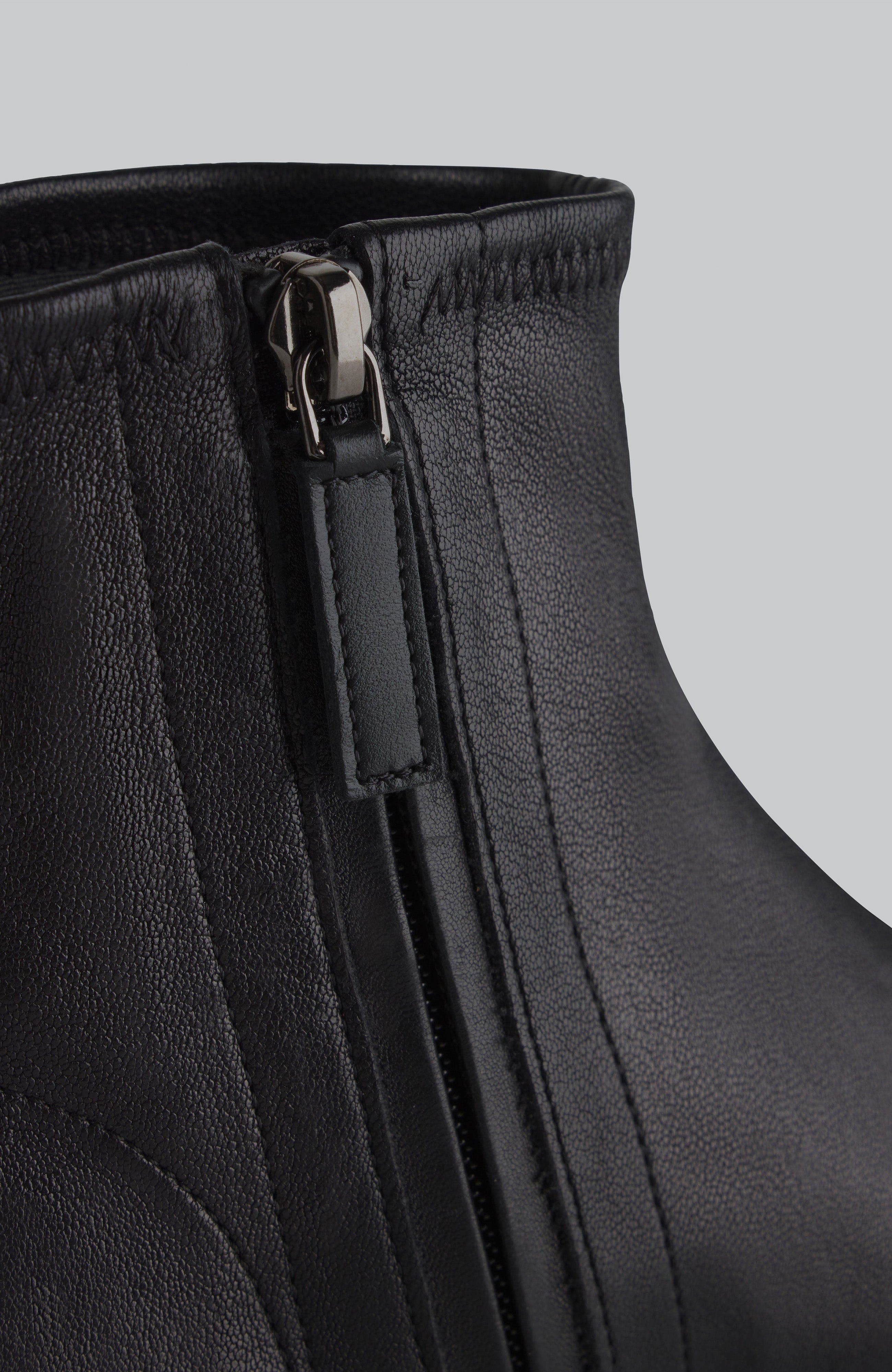 CO Round Toe Stretch Leather Bootie, Alternate, color, Black