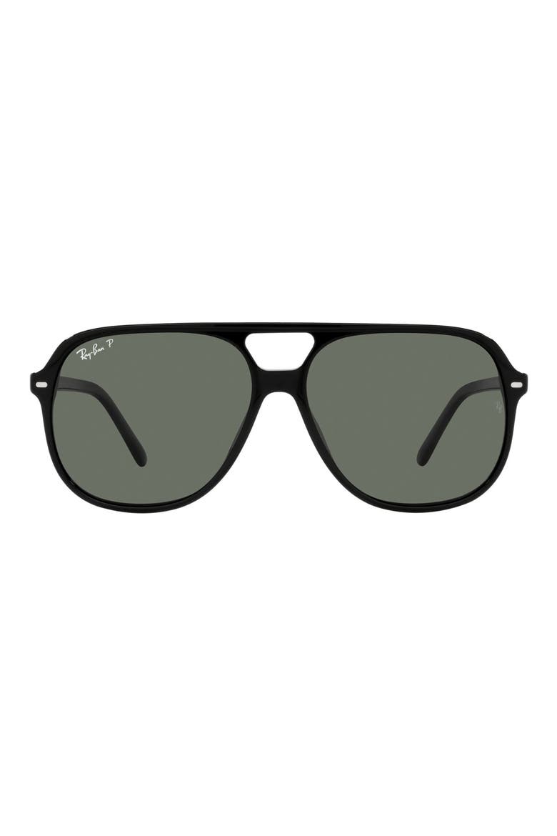 56mm Polarized Square Sunglasses, Main, color, BLACK