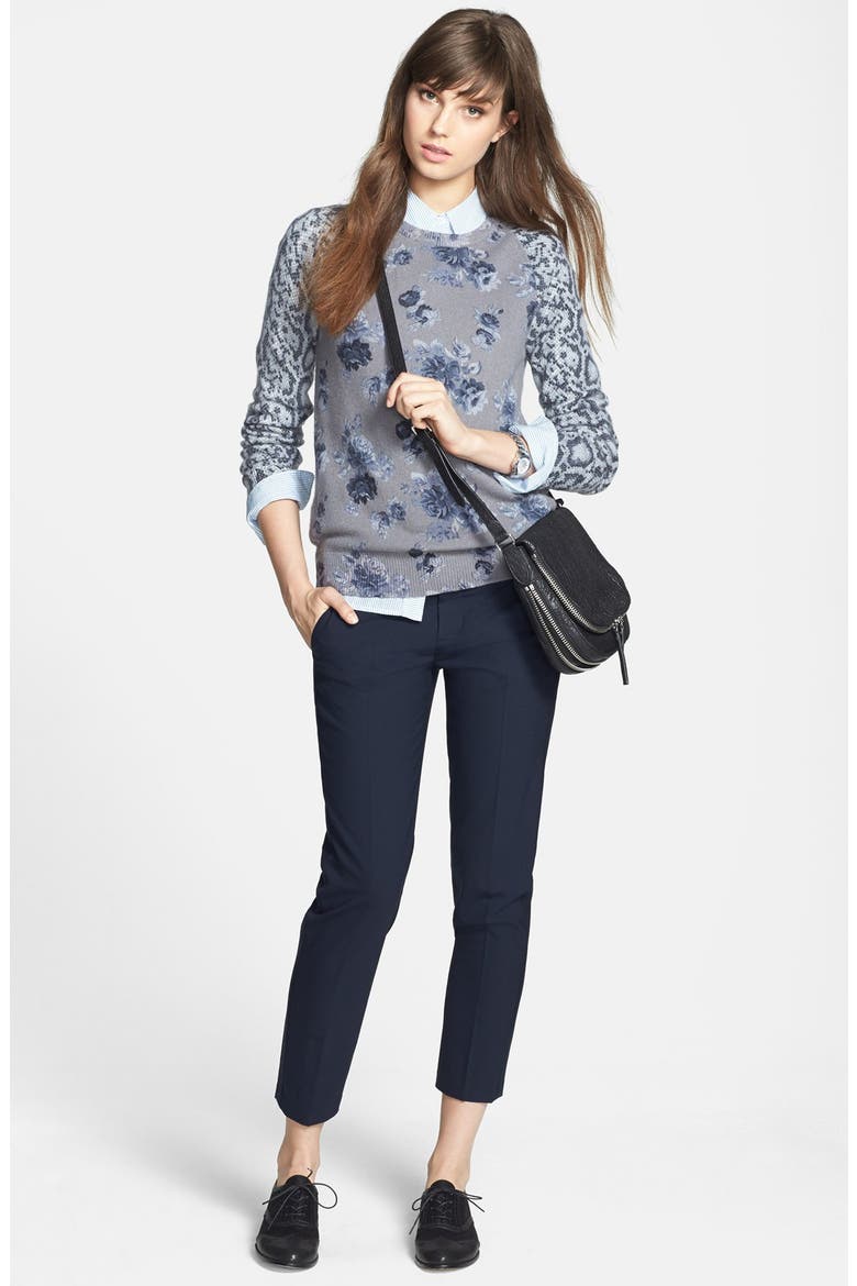 'Margaux' Pinstripe Cotton Shirt, Alternate, color, WHITE/ BLUE JAY