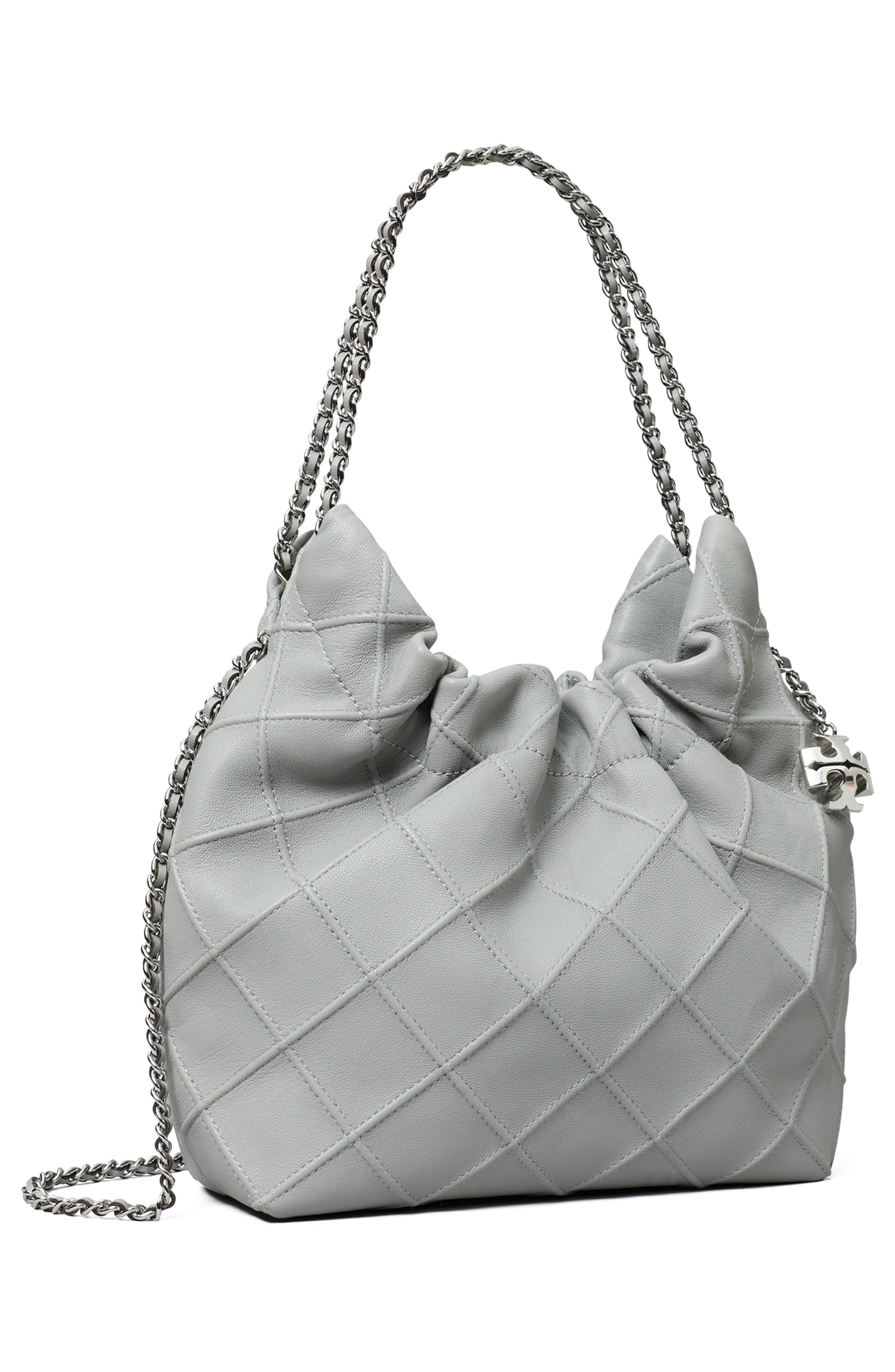Mini Fleming Quilted Leather Hobo Bag, Alternate, color, GRAY