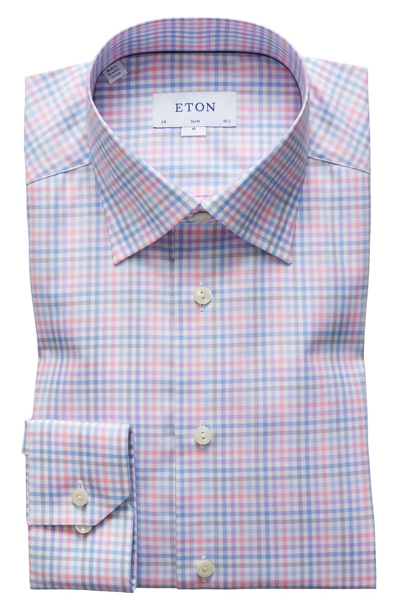 Eton Plaid Extra Slim Fit Dress Shirt, Main, color,