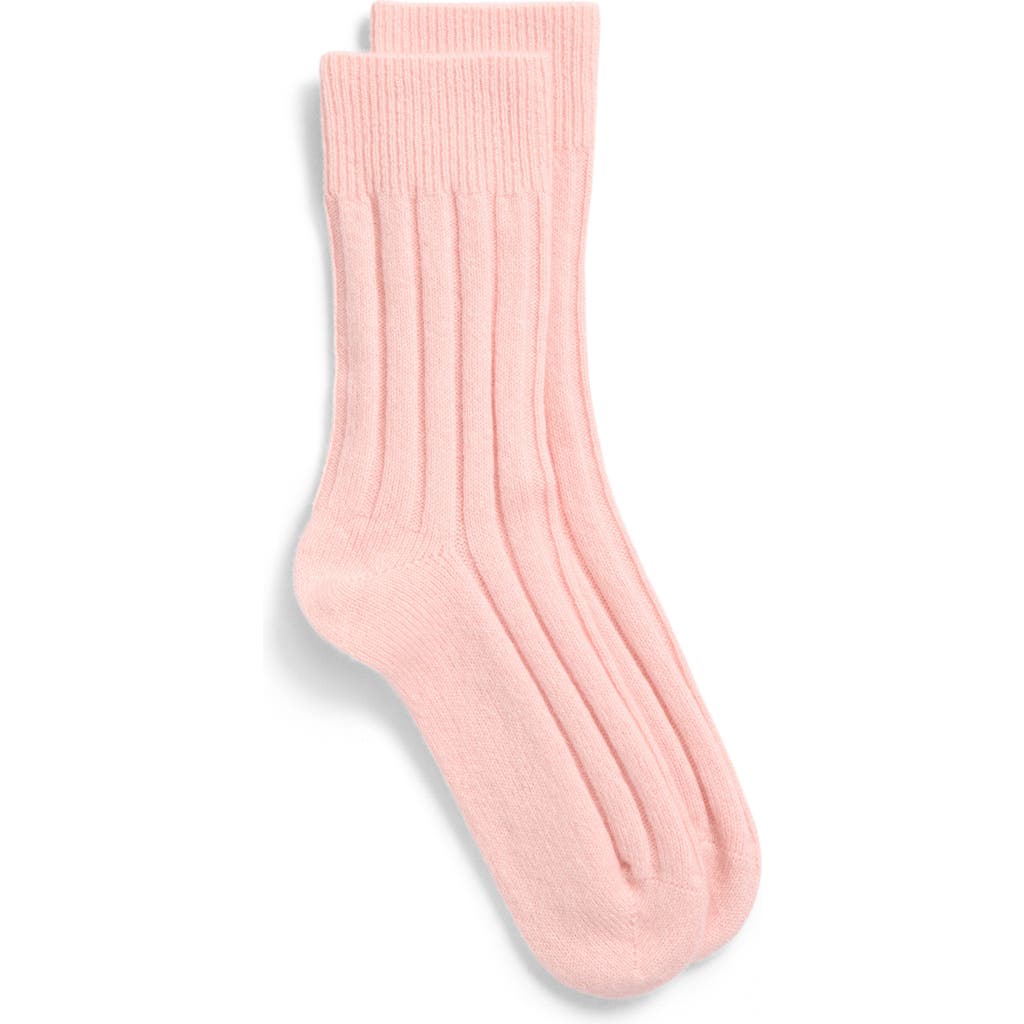 Nordstrom Rib Cashmere Blend Crew Socks In Pink