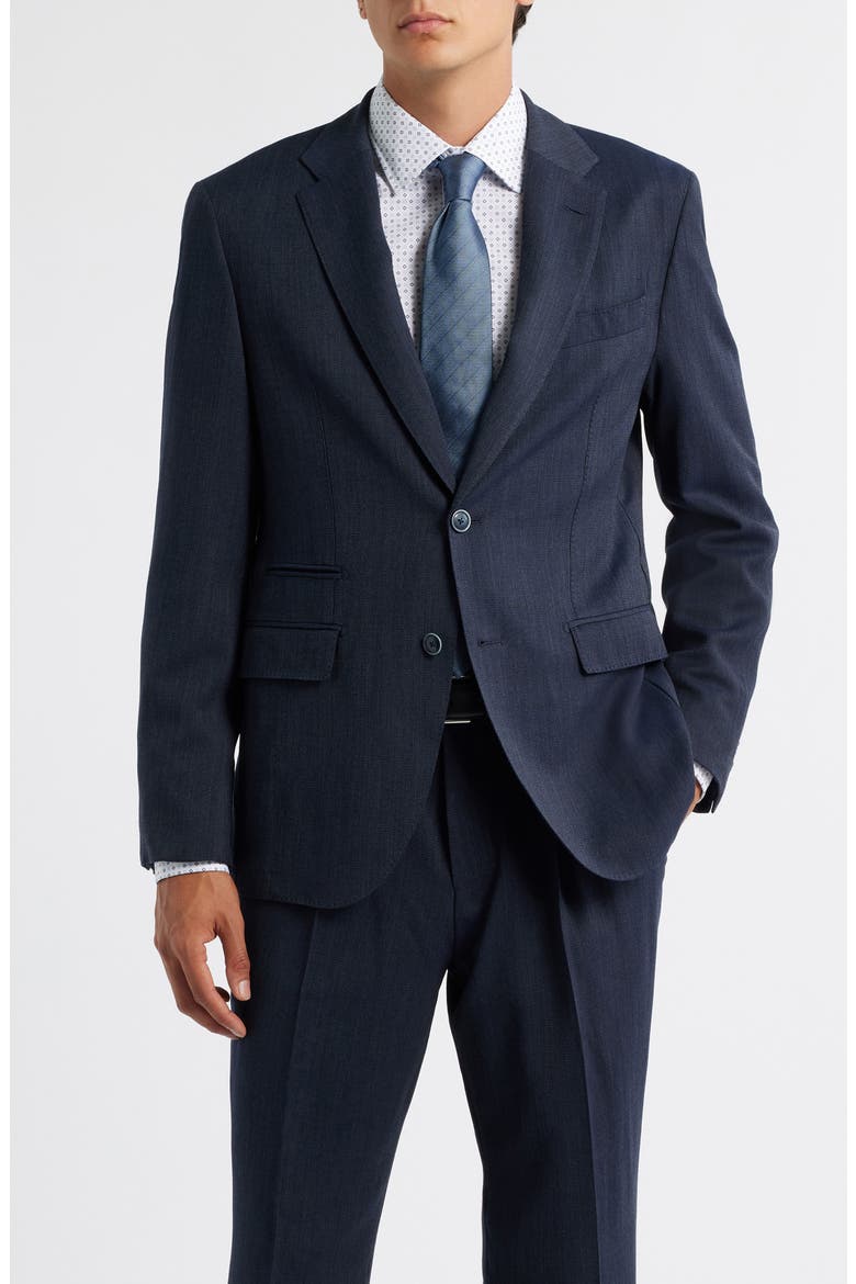 Heston Slim Fit Textured Stretch Wool Suit, Alternate, color, DARK BLUE