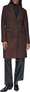 DKNY Single Breasted Wool Blend Coat