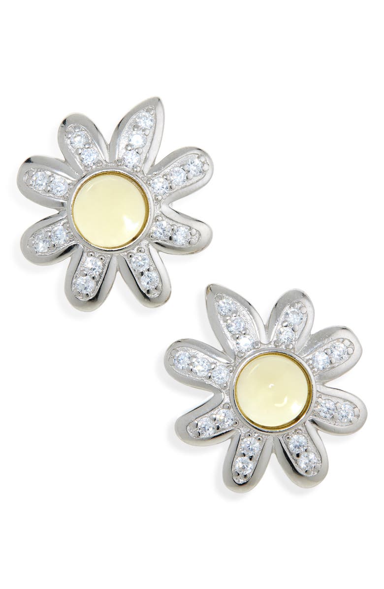 Collina Strada Chamomile Stud Earrings, Main, color, Lemon