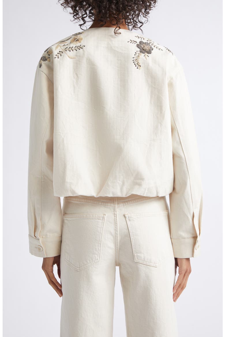 Emeren Embroidered Collarless Cotton Jacket, Alternate, color, ECRU
