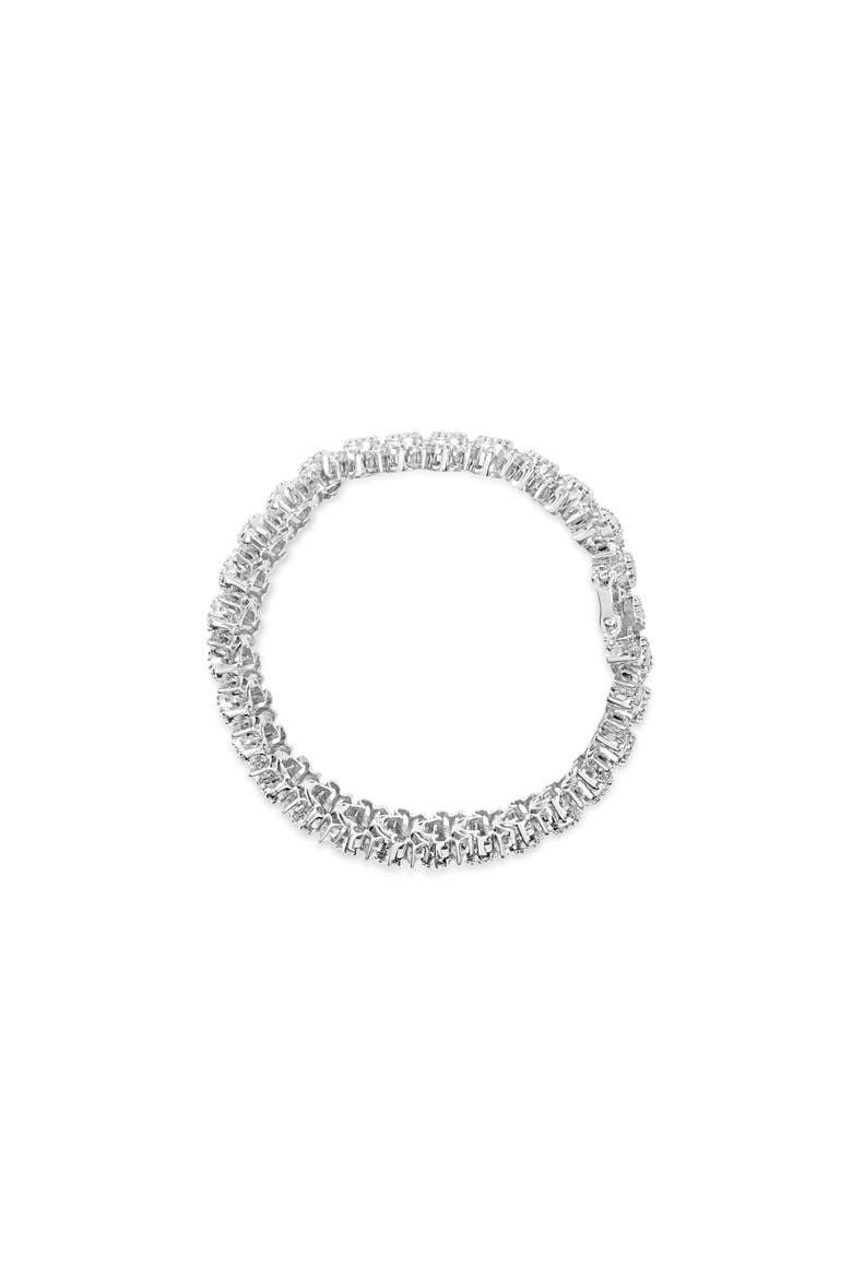 14K White Gold 10.0 Cttw Diamond Floral Cluster Link Bracelet, Alternate, color, White