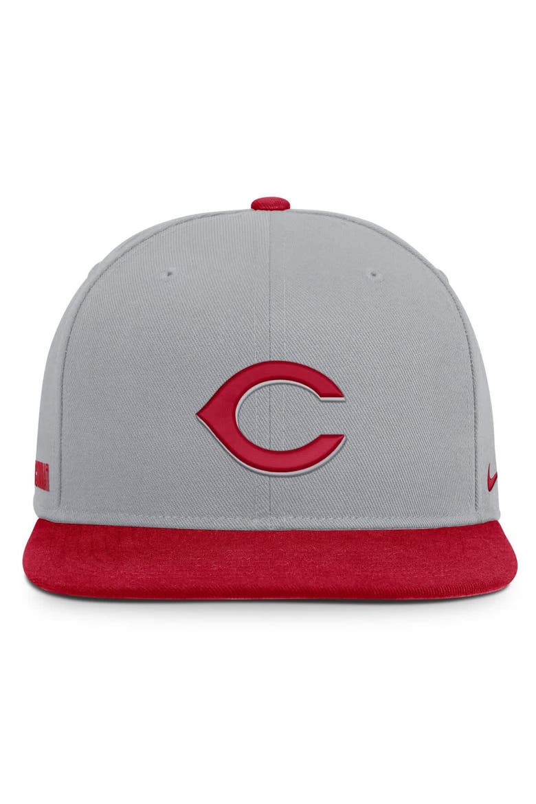 Men's Nike Gray/Red Cincinnati Reds Primetime Pro Dri-FIT Snapback Hat, Alternate, color, Gray