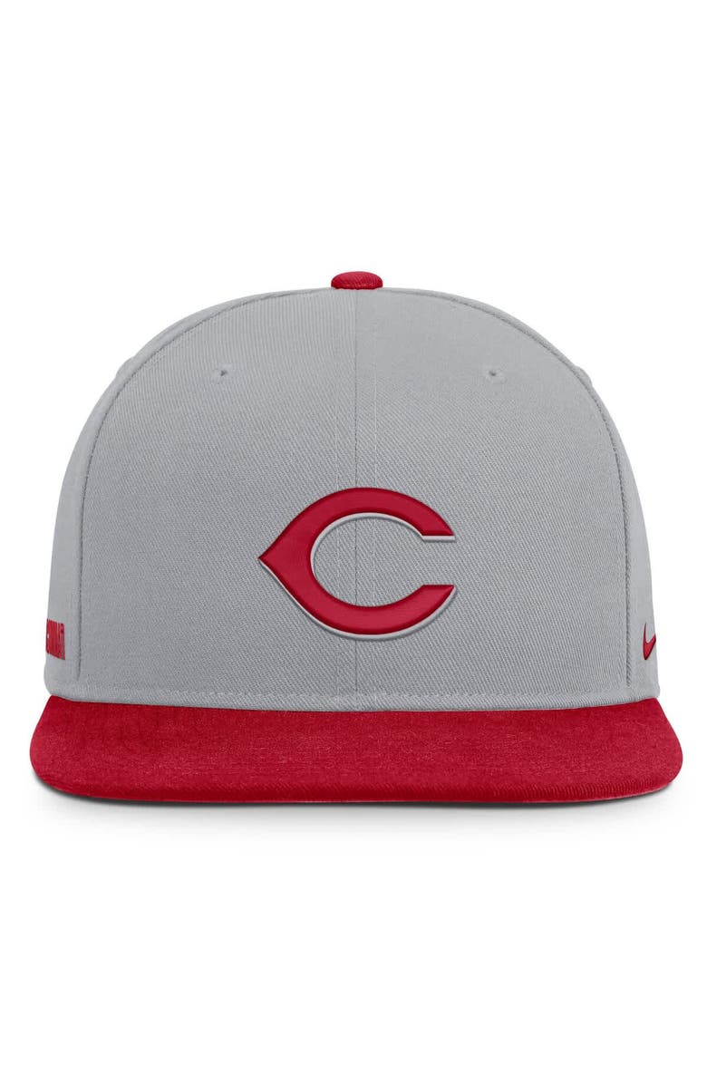 Nike Men's Nike Gray/Red Cincinnati Reds Primetime Pro Dri-FIT Snapback Hat, Alternate, color, Gray