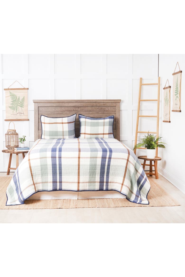 Cypress Plaid Coverlet Set, Alternate, color, Blue