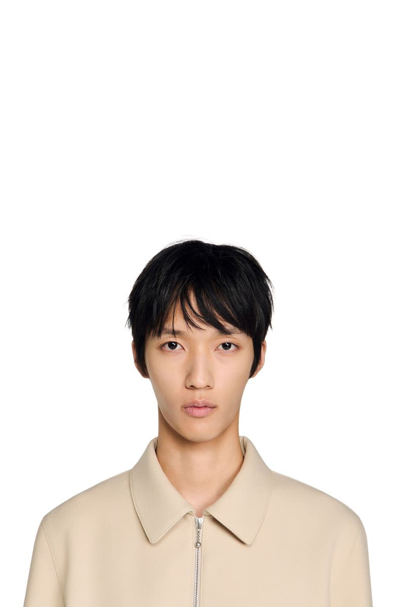 SANDRO Zip-up jacket, Alternate, color, Beige