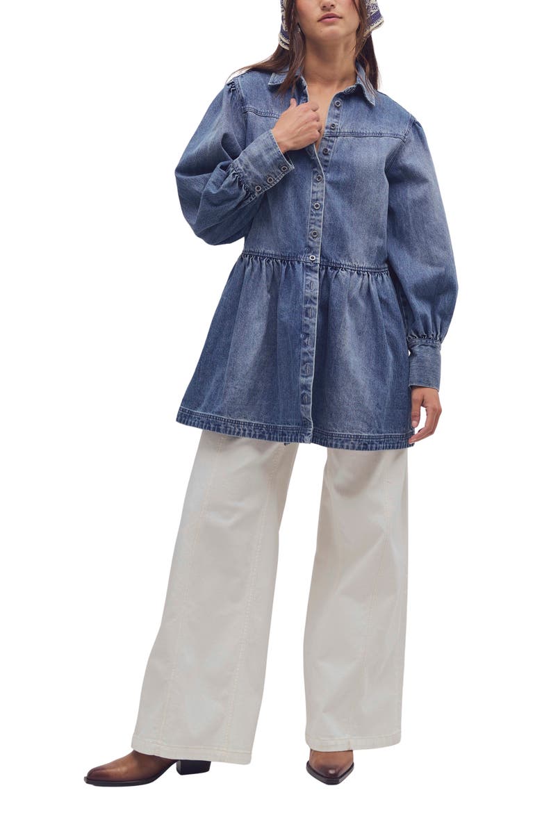 Marris Denim Minidress, Alternate, color, WASHED MID BLUE WASH