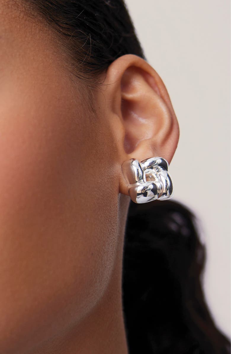 JENNY BIRD Medium Woven Square Stud Earrings, Alternate, color, High Polish Silver