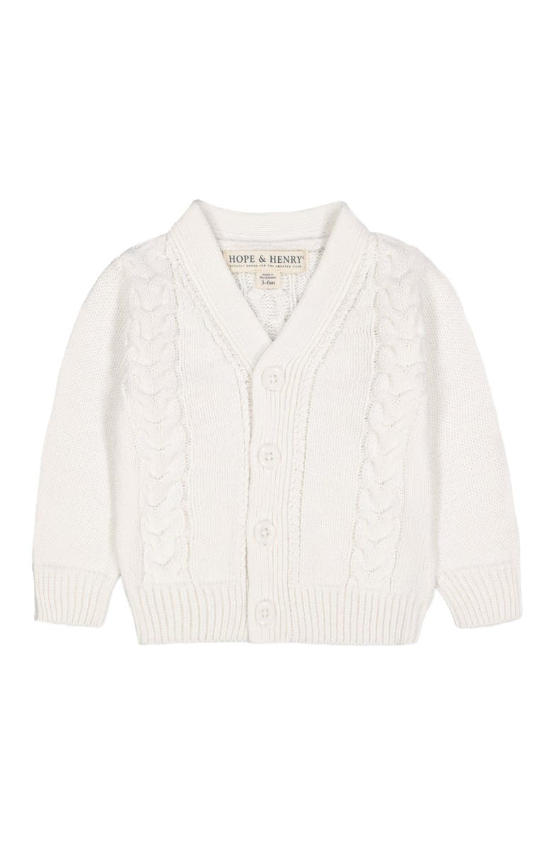 Hope & Henry Baby Cable Knit Cardigan Sweater, Infant, Main, color, 