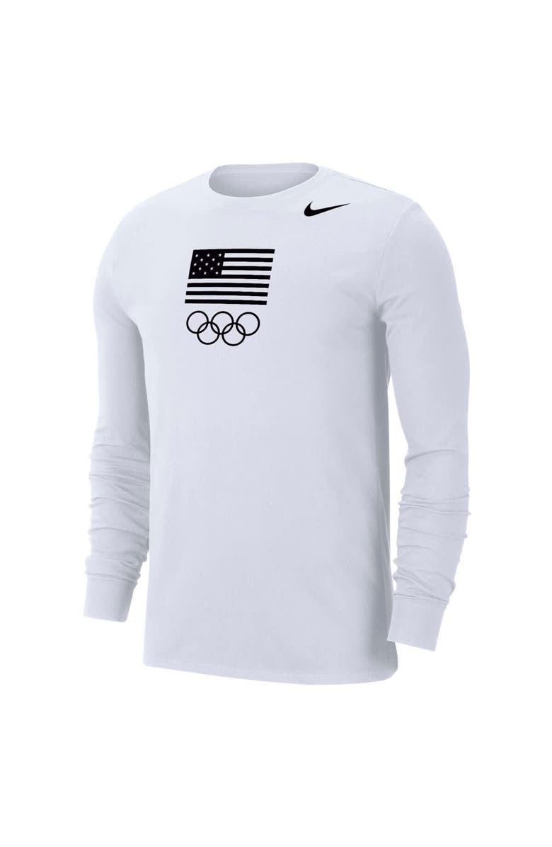 Nike Men's Nike White Team USA Performance Long Sleeve T-Shirt, Alternate, color, White