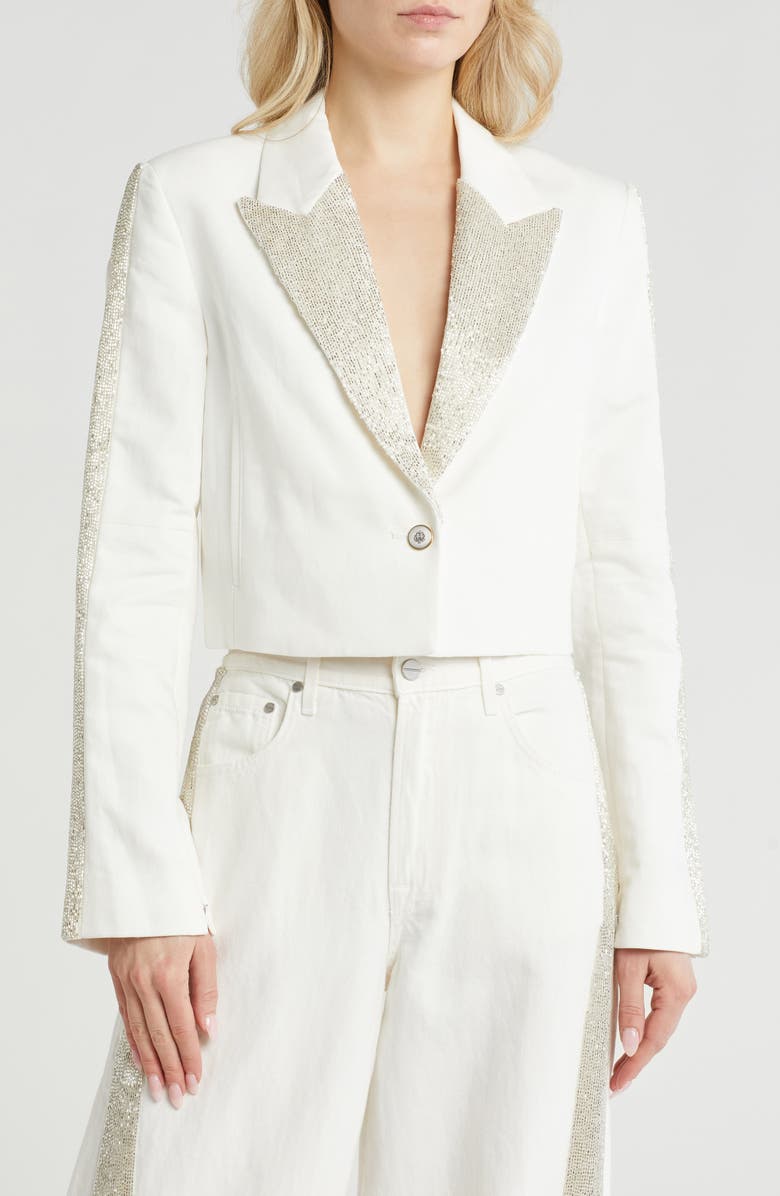 TWP My Former Better Half Sequin Crop Blazer, Main, color, White