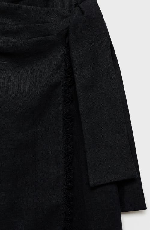 Mango Side Tie Linen Wrap Skirt