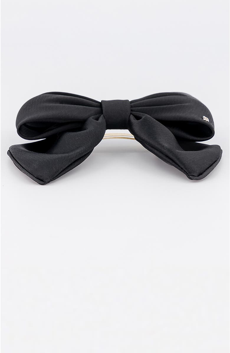 Alexandre de Paris Silk bow barette, Alternate, color, Black
