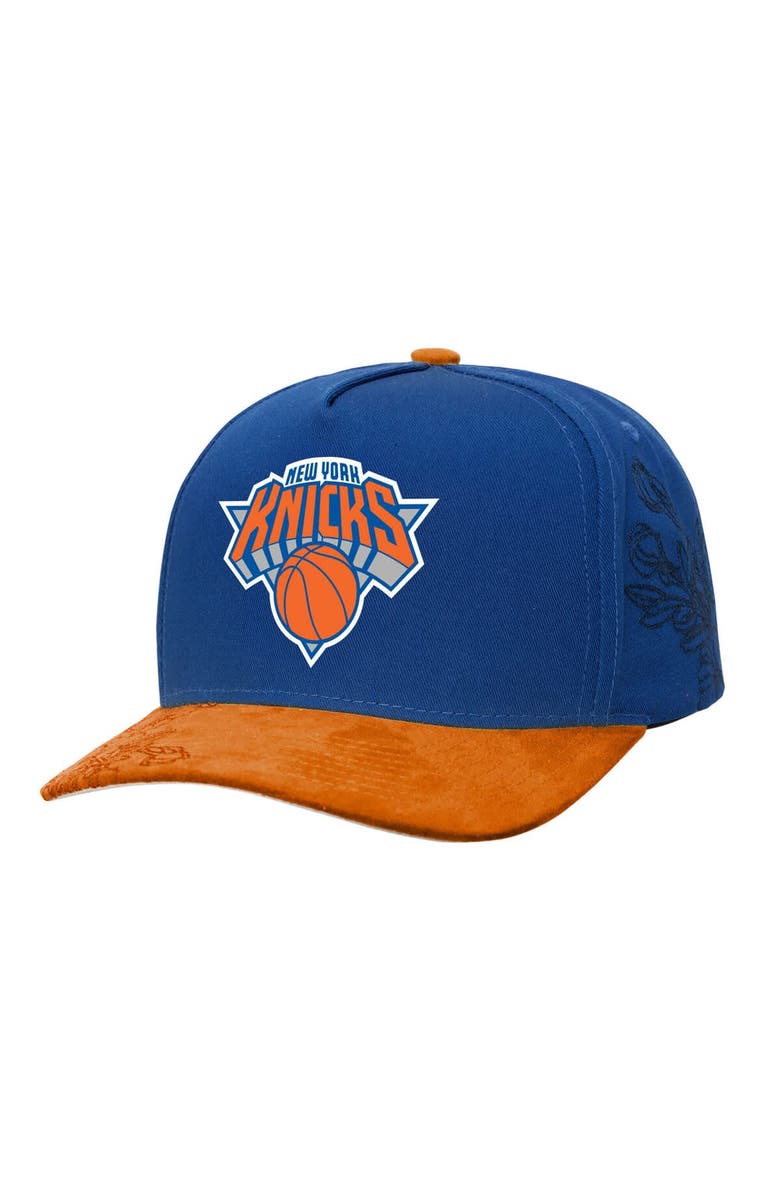 Mitchell & Ness Men's Mitchell & Ness  Blue/Orange New York Knicks May Flowers Adjustable Hat, Main, color, Blue