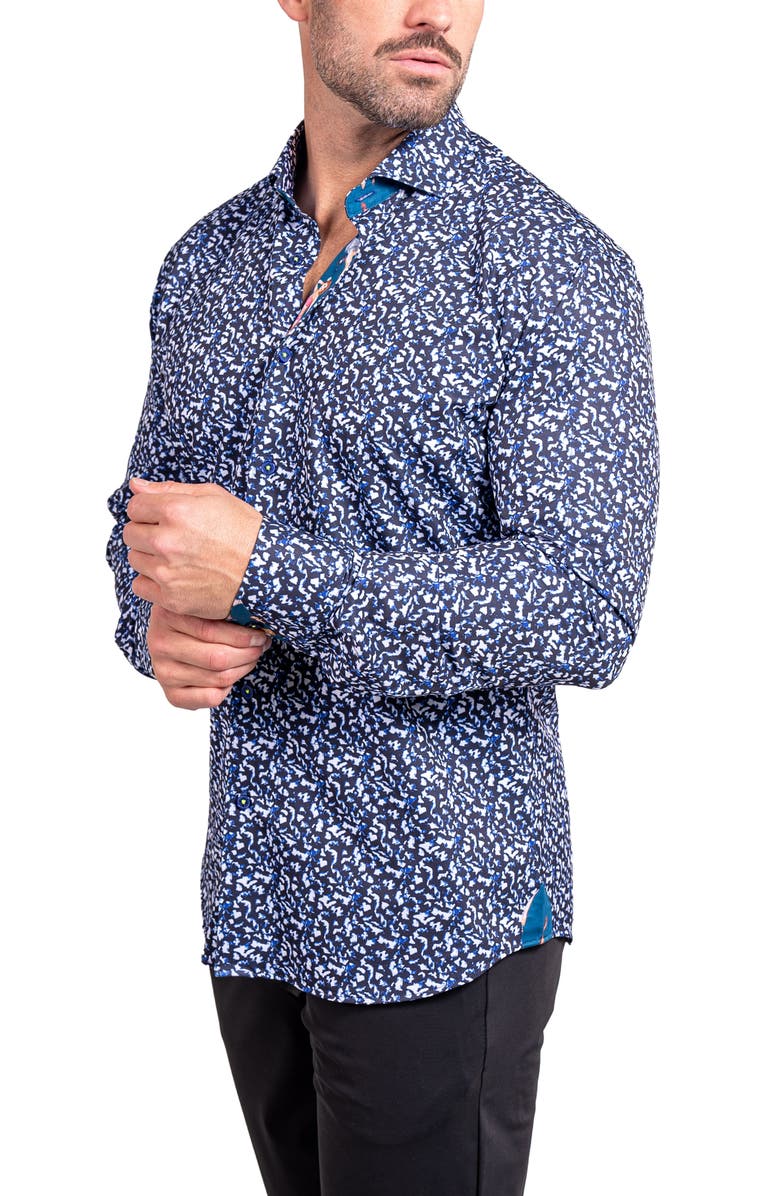 Maceoo Einstein Stretch Ascension Contemporary Fit Button-Up Shirt, Alternate, color, Blue