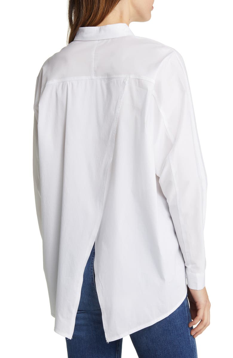 NIKKI LUND Hailey Oversize Stretch Poplin Shirt, Alternate, color, White