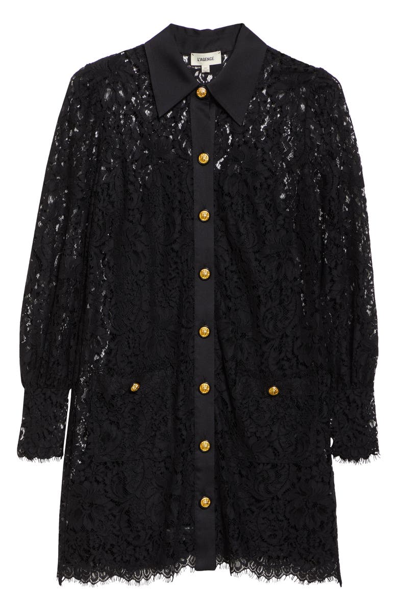L'AGENCE Sakura Lace Long Sleeve Mini Shirtdress, Alternate, color, 