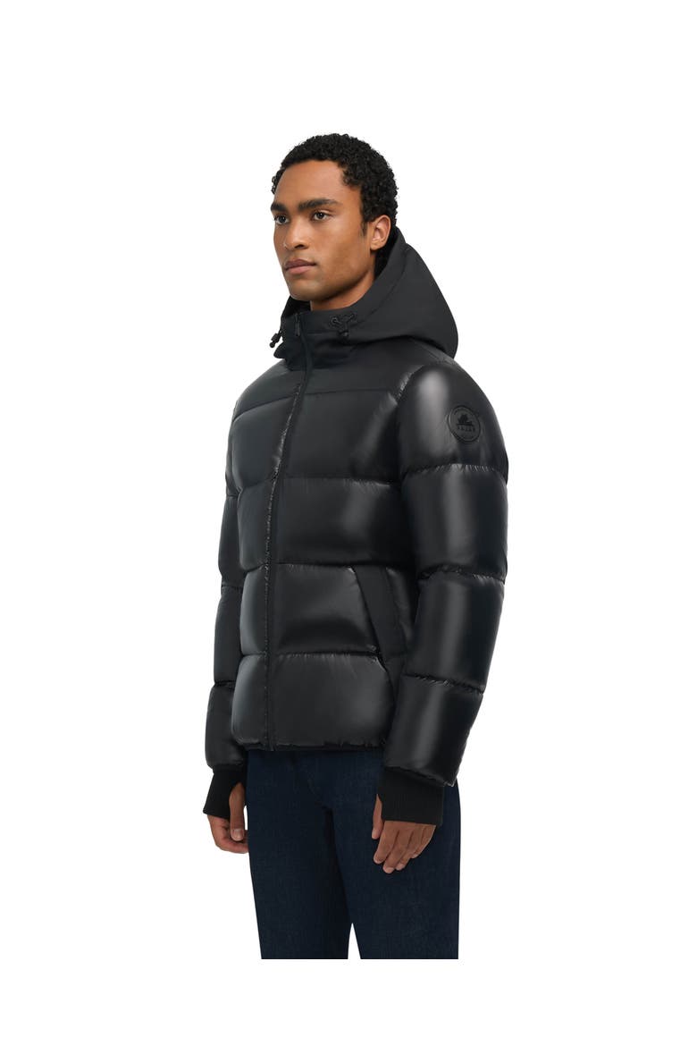 Rikuto Boxy Channel Quilted Puffer with Fixed Hood, Alternate, color, Black