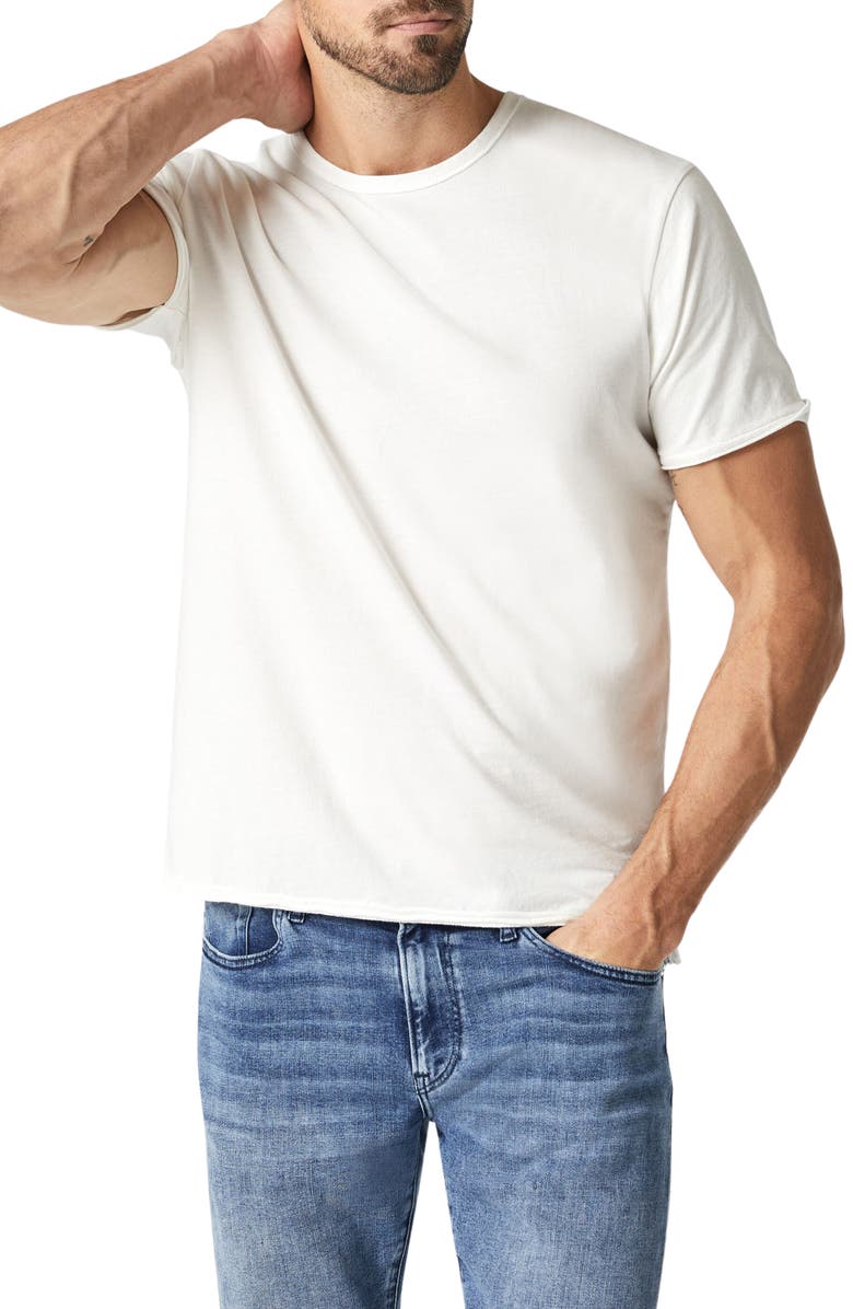 Mavi Jeans Raw Edge Cotton T-Shirt, Main, color, Blanc De Blanc