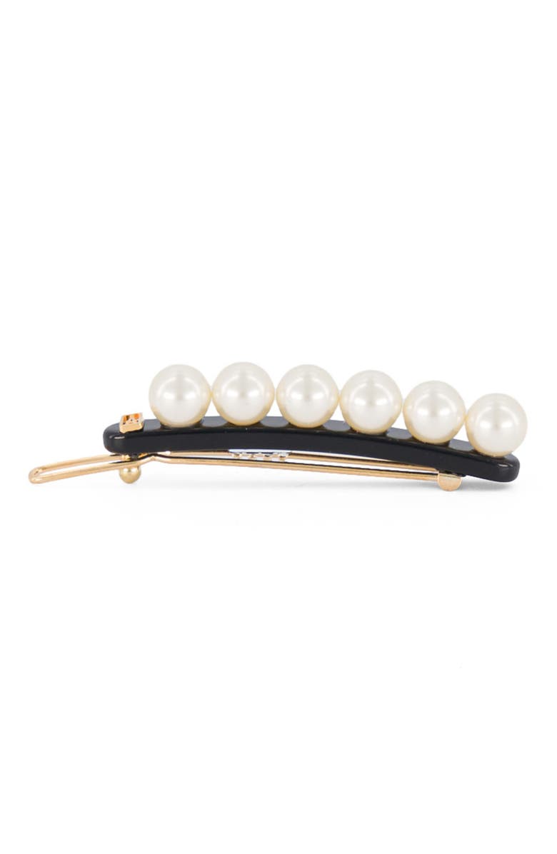 Alexandre de Paris Pearl side barette hair clip, Alternate, color, Black