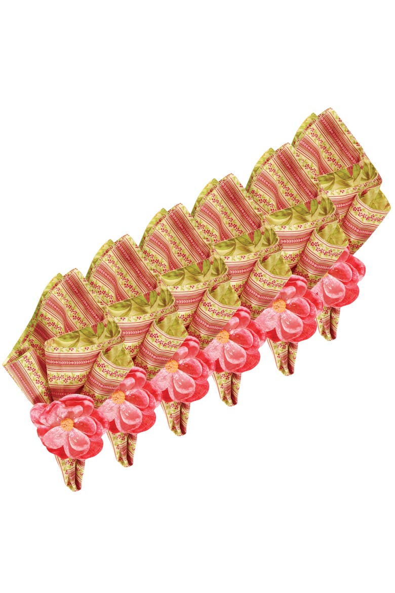 Gabrielle Cotton Reversible Napkin, Set of 6, Main, color, Pink