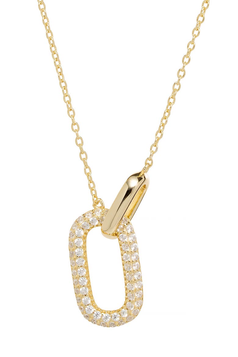 Pavé Interlock Oval Pendant Necklace, Alternate, color, GOLD