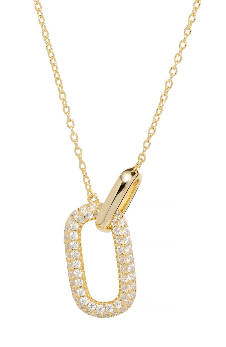 ATHRA LUXE Pavé Interlock Oval Pendant Necklace, Alternate, color, Gold