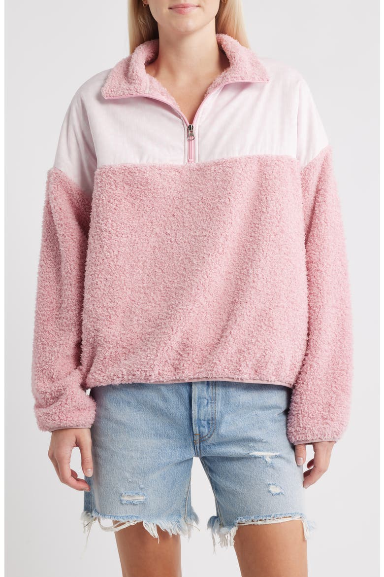 Ditsy Daisy Aria Quarter-Zip Pullover, Main, color, MAUVE