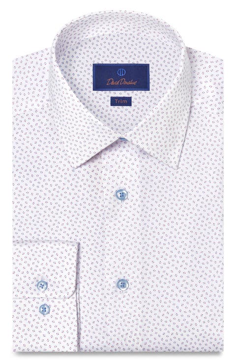 Trim Fit Neat Print Cotton Dress Shirt