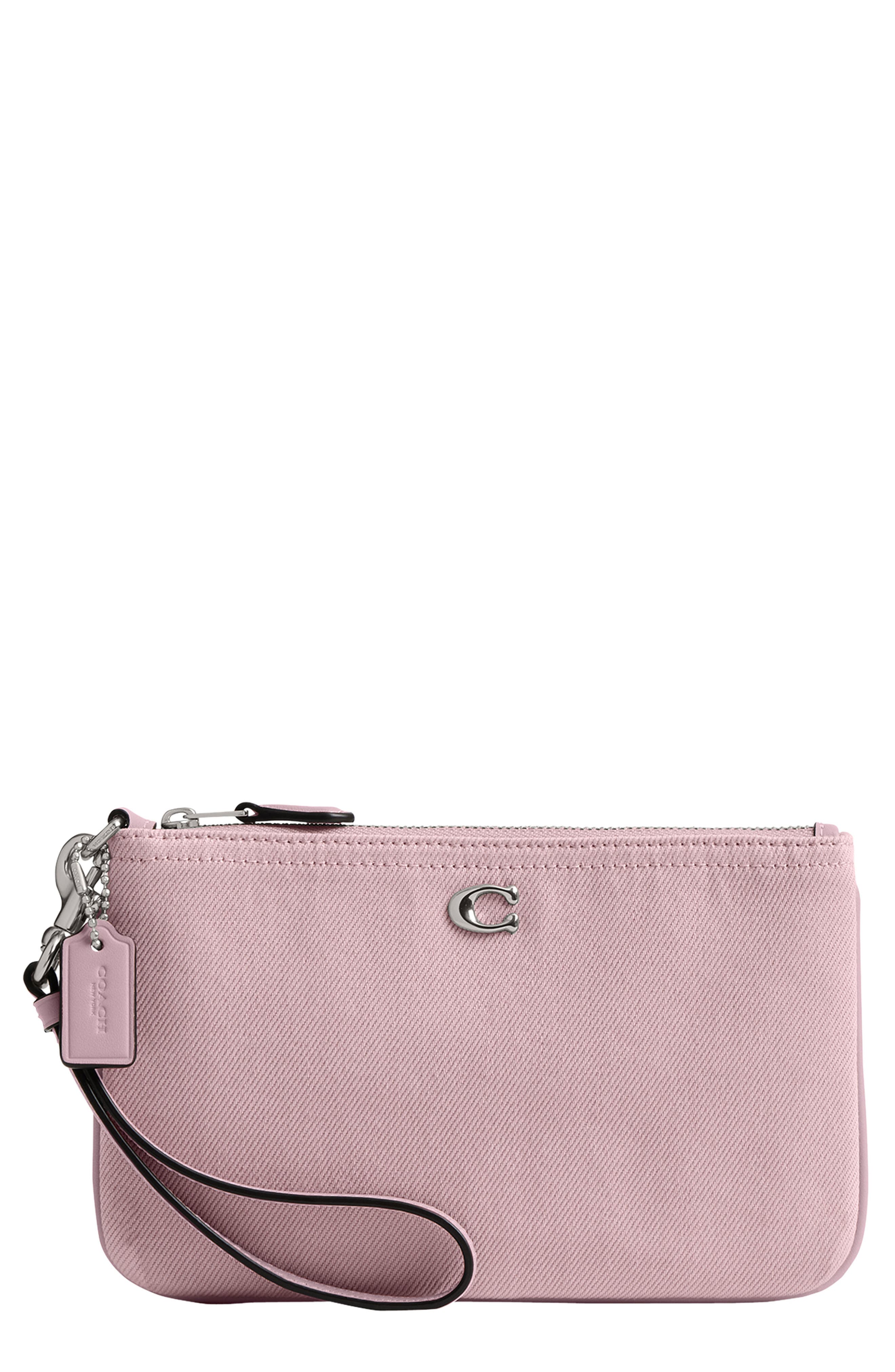 Small Essential Denim Wristlet, Main, color, BALLERINA