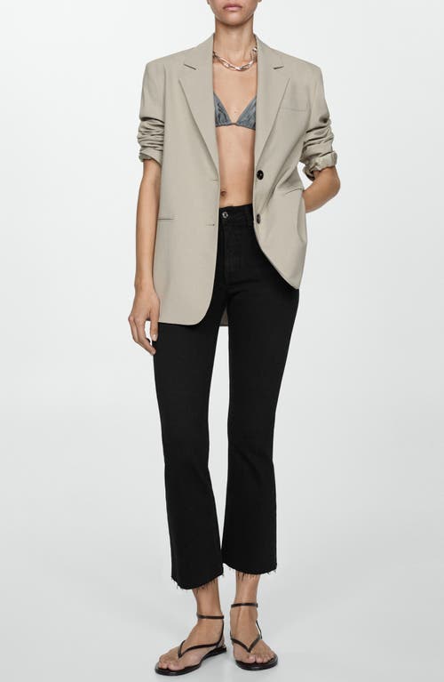 Mango Sienna Raw Hem Crop Flare Jeans In Black