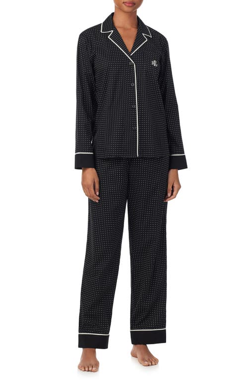 Ralph Lauren Lauren  Cotton Blend Dot Print Pajamas In Black