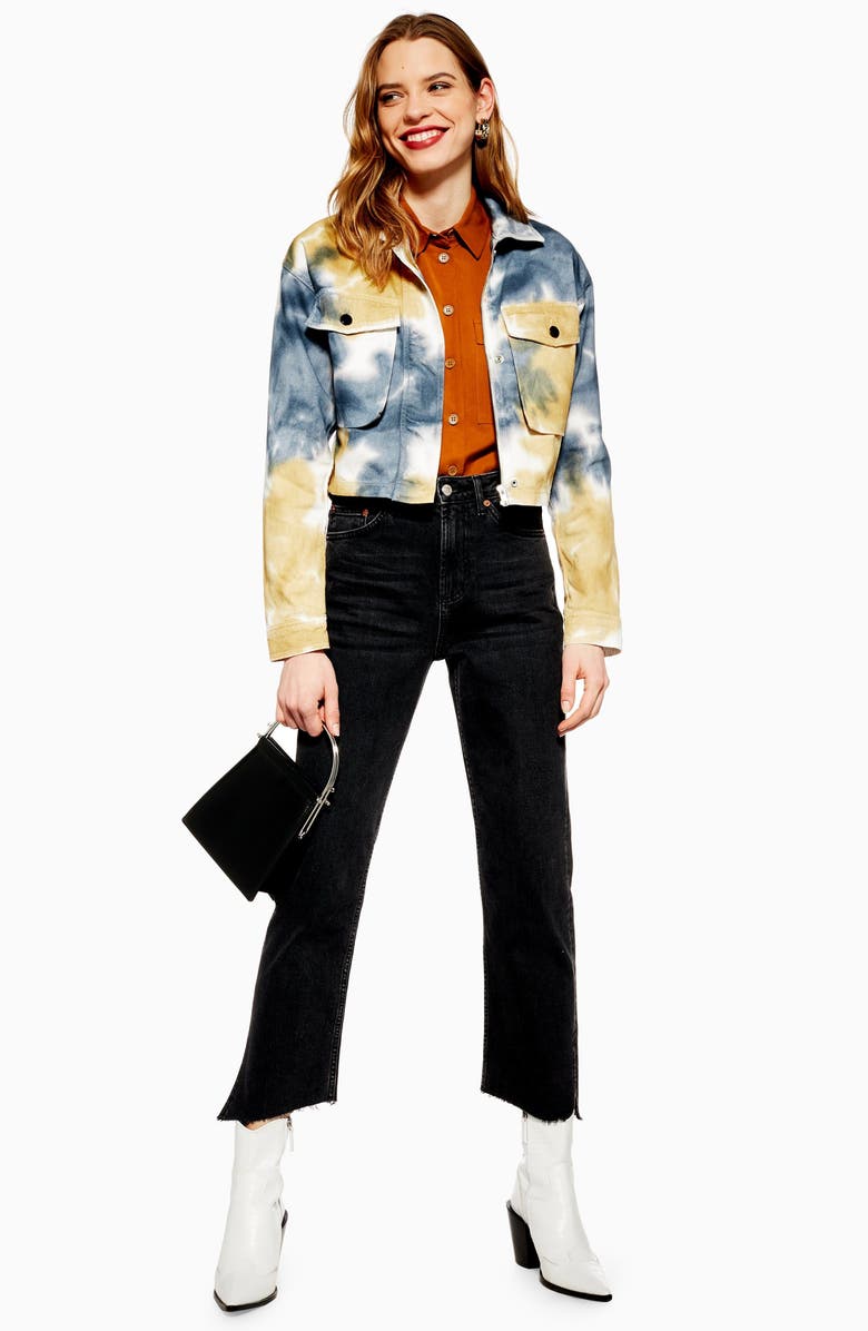 Topshop Leon Tie Dye Shirt Jacket, Alternate, color, 