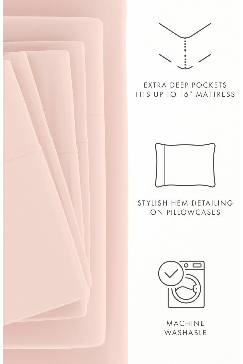 Premium Ultra Soft 6 Piece Microfiber Solid Sheet Set, Alternate, color, BLUSH
