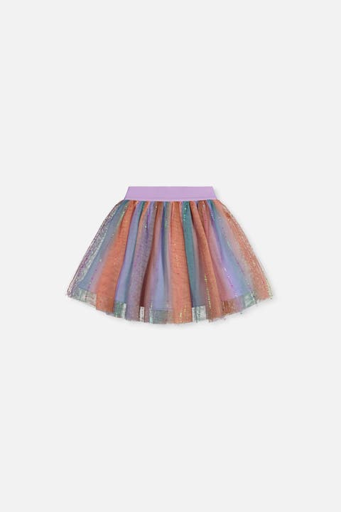 Sparkle Mesh Overlay Lined Skirt