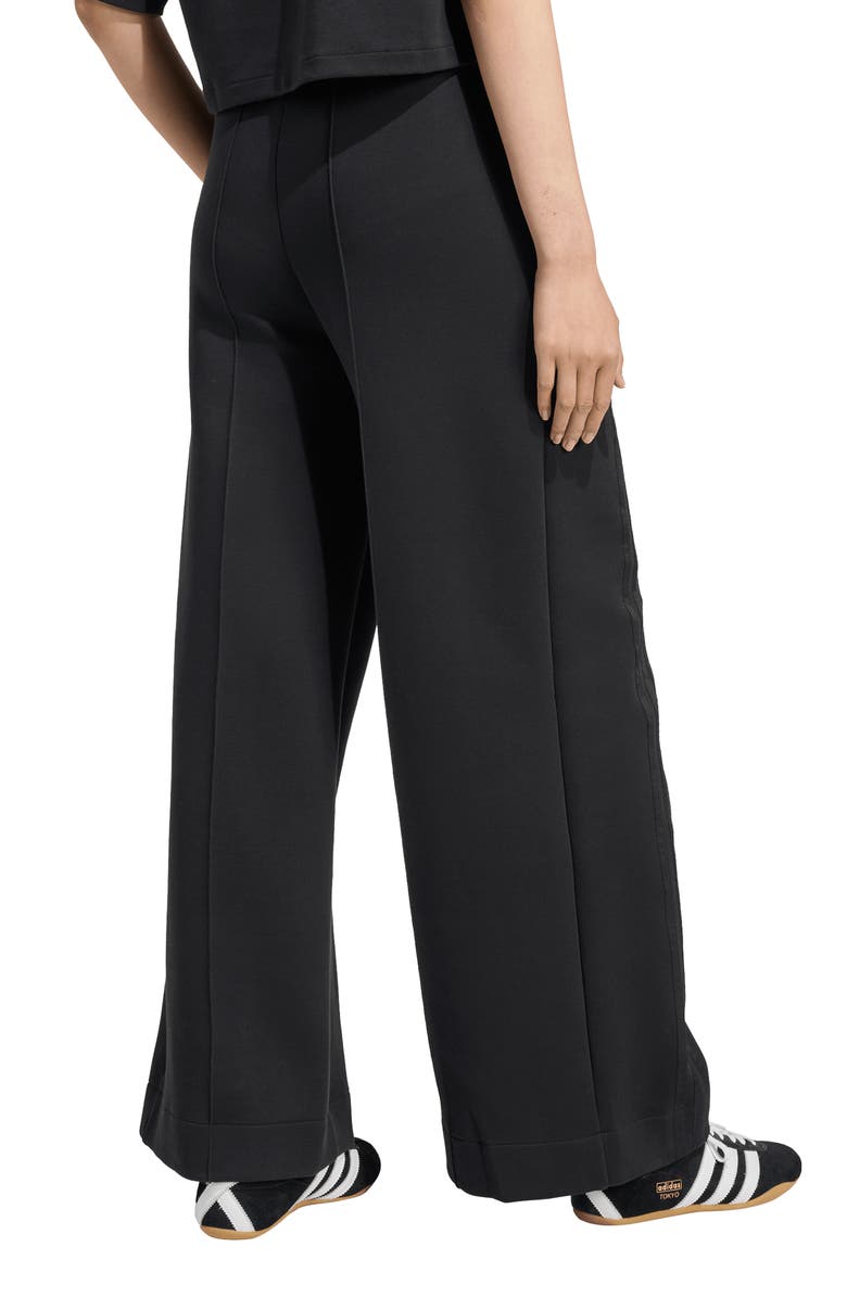 adidas Off Placed 3-Stripes Wide Leg Sweatpants, Alternate, color, Black