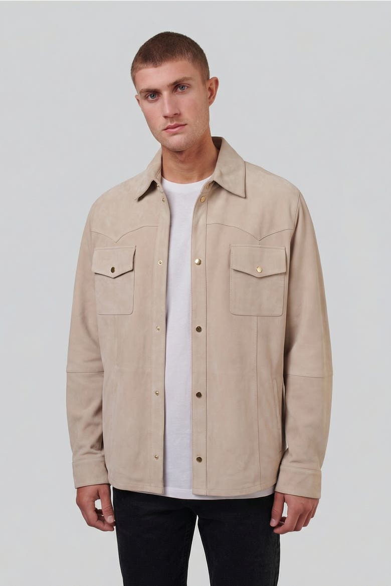 Jett Suede Shirt Jacket, Alternate, color, Beige
