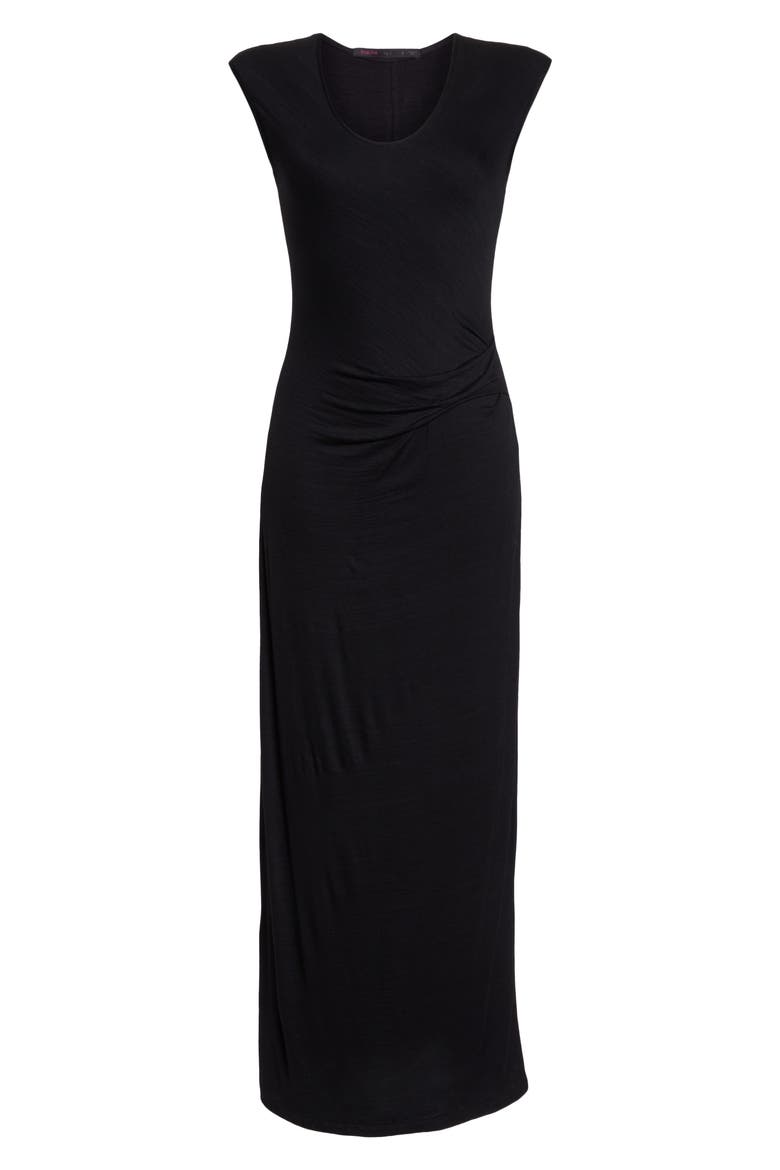 Ruched Jersey Maxi Dress, Alternate, color, BLACK