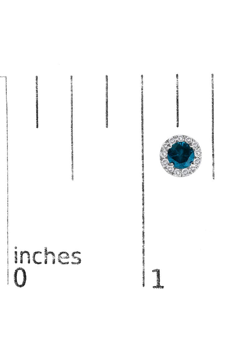 .925 Sterling Silver 1.00 Cttw Blue Diamond Halo Stud Earring, Alternate, color, Silver